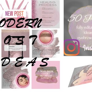 50 PMU Instagram Templates/Permanent Make-up Templates/Post ideas/Microblading/Powderbrows/Ombrebrows/Instagram editable templates