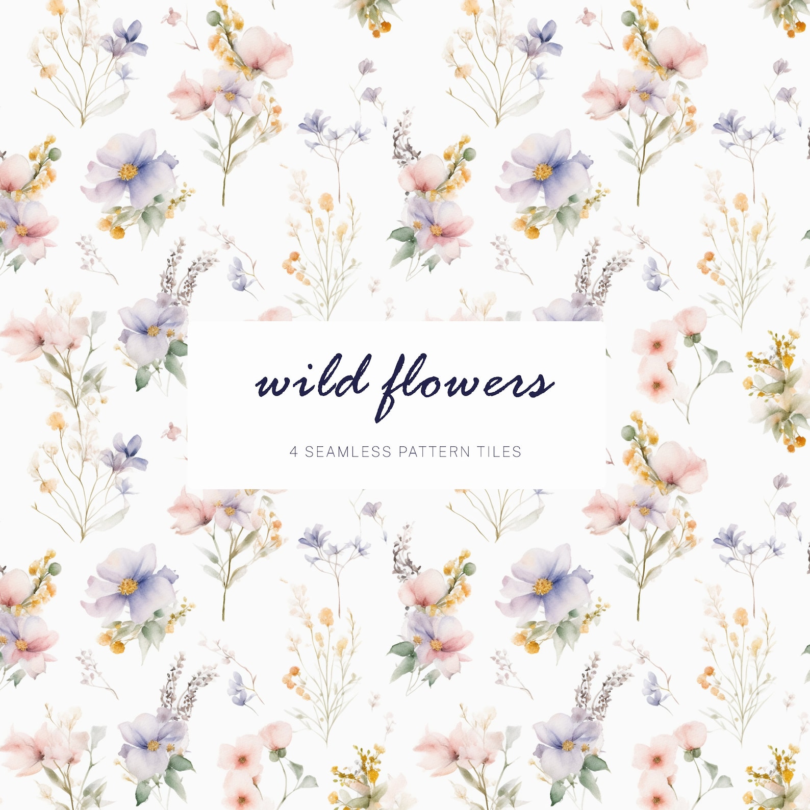 Wild Flowers Watercolor - Wild Flowers Clipart - Floral Clipart ...