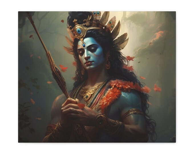 Lord Rama ... Large Vintage-style Indian Hindu Devotional Poster Print ...