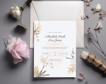 Minimal Wedding Invites, Minimalist Wedding Invite Suite, Modern Invite, Simple Editable Invite Template,