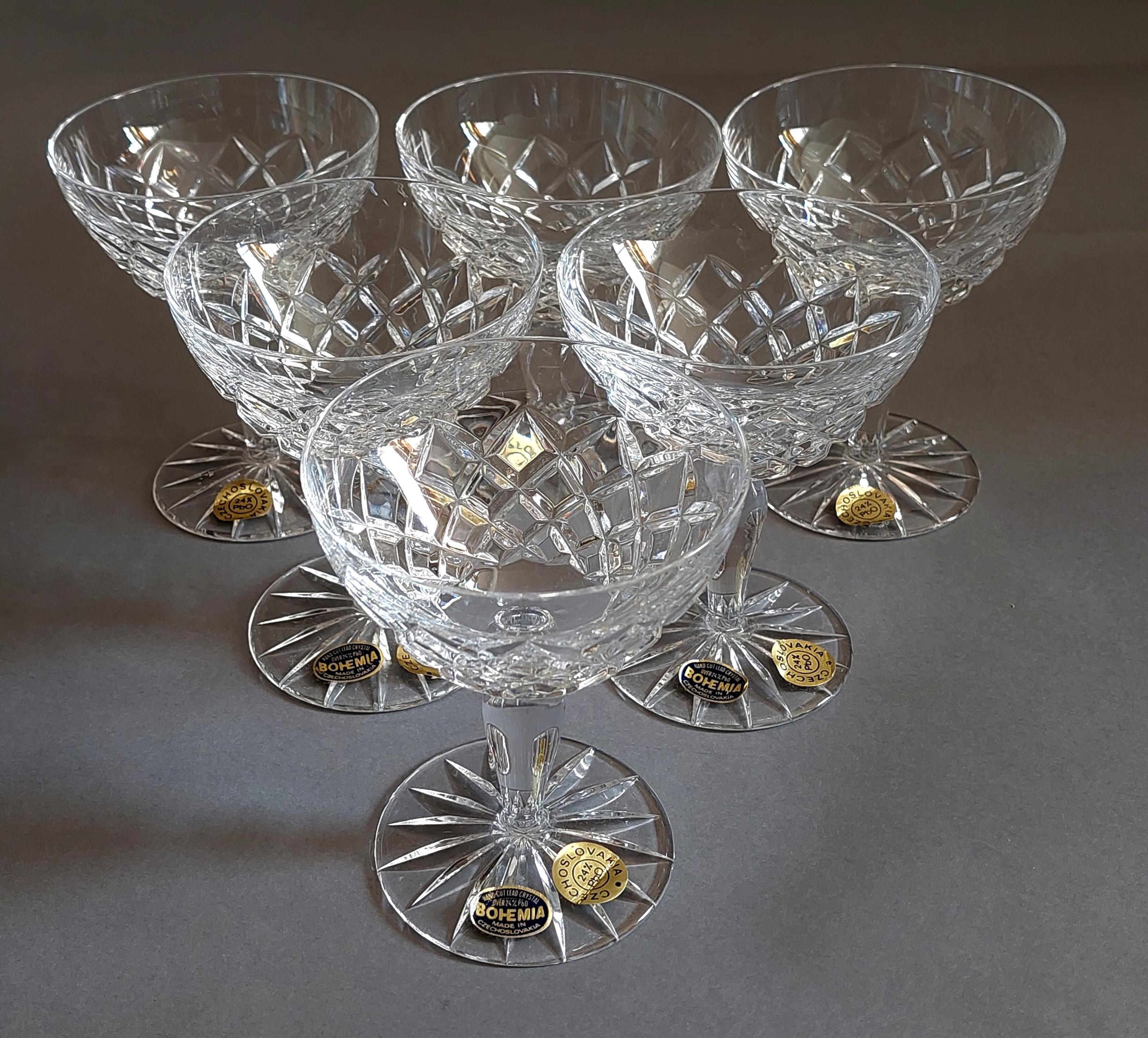 BOHEMIA HAND CUT Lead Crystal Over 24% Pbo Made in Czechoslovakia