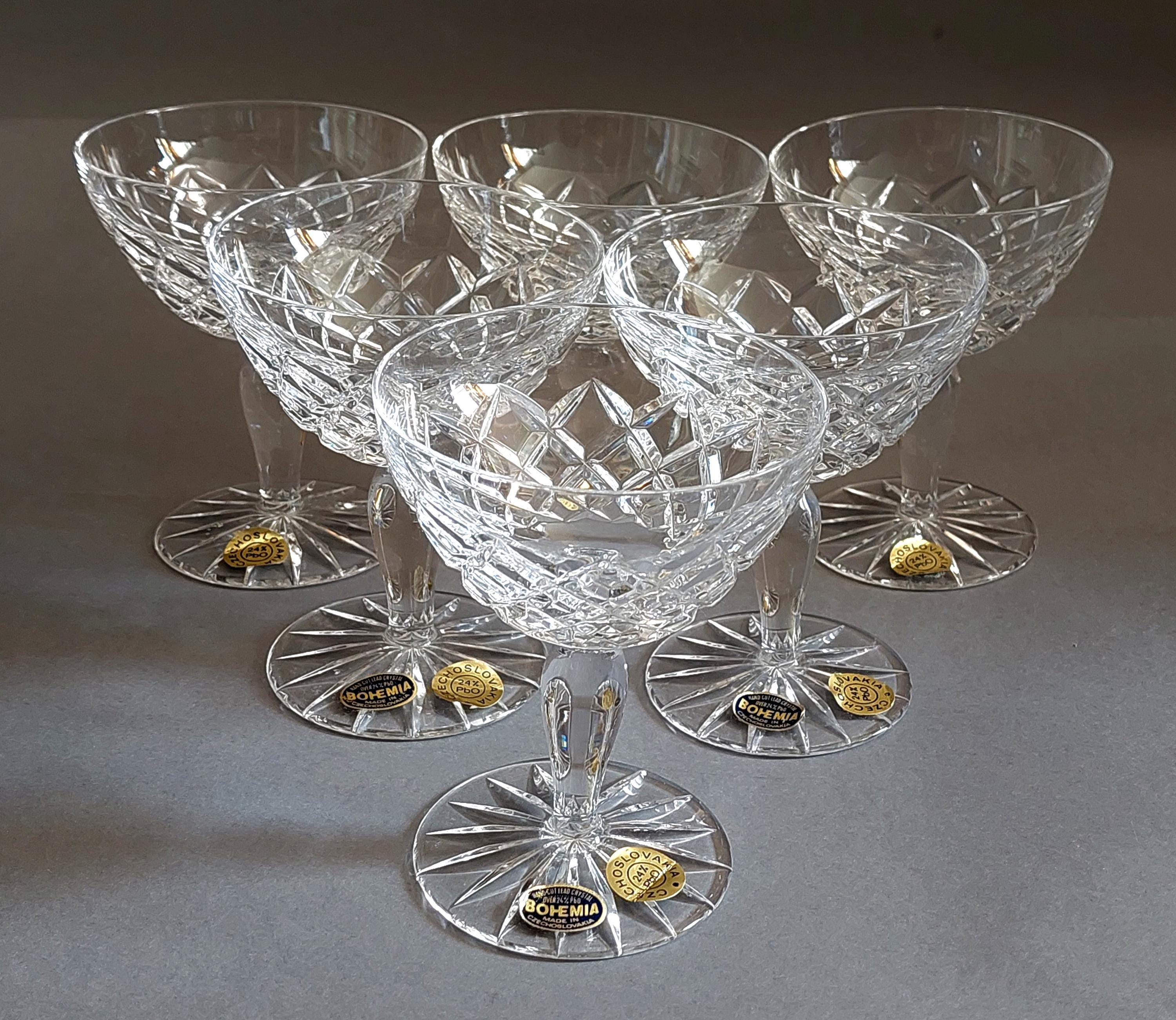 BOHEMIA HAND CUT Lead Crystal Over 24% Pbo Made in Czechoslovakia