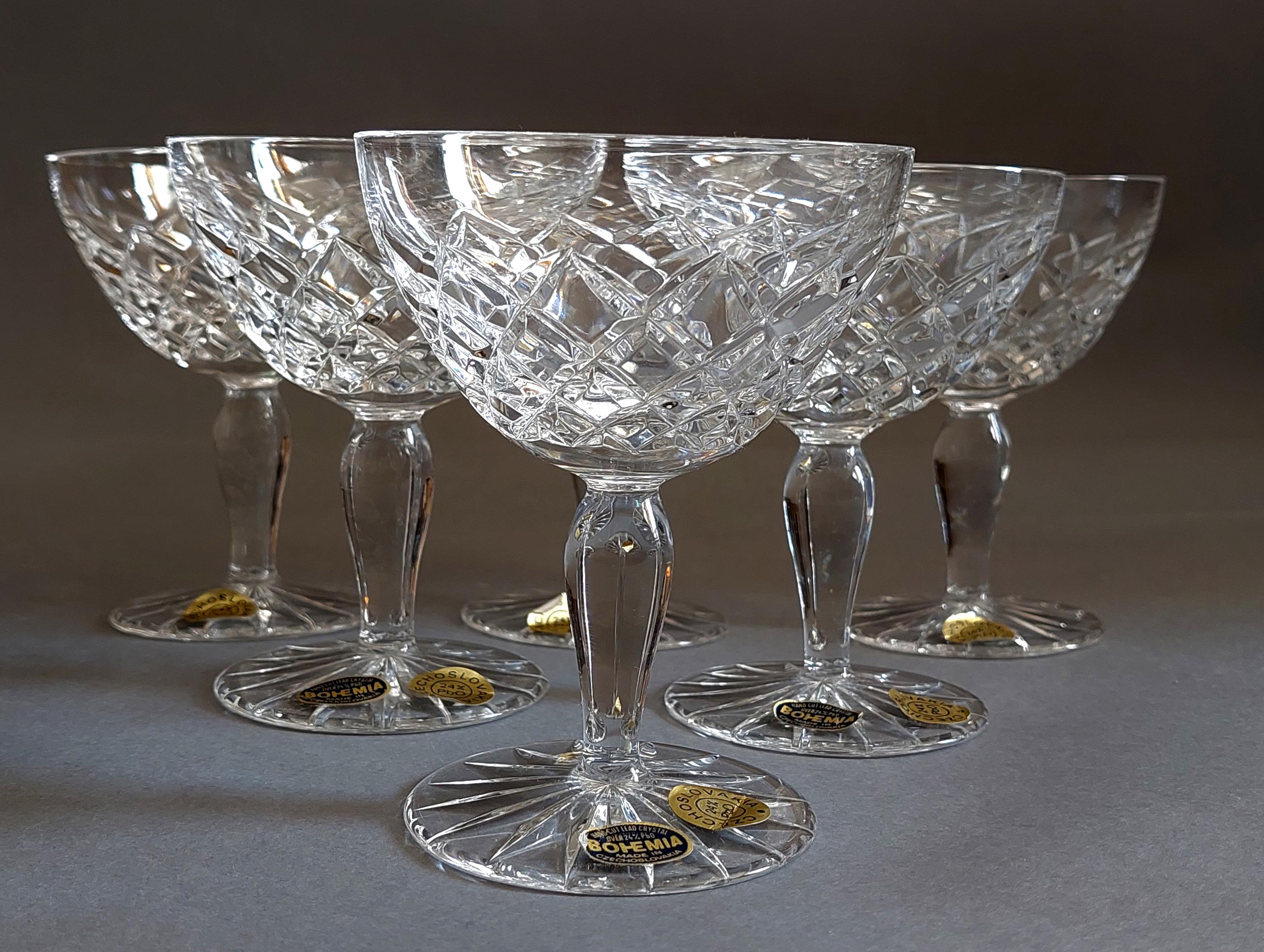 BOHEMIA HAND CUT Lead Crystal Over 24% Pbo Made in Czechoslovakia