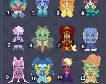 Furry Character Adopt - Digital Anthro Fursona Multispecies Adoptable Batch