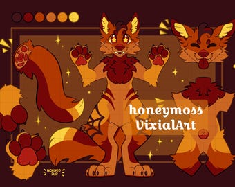 Furry Character Adopt - Digital Anthro Fursona Canine Reference Sheet ...