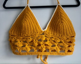 Yellow Crochet Halter Top