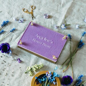 Personalized A5 Purple Flower Press, Nature Kids Craft Kit, Small Herbarium Press, Nature Inspired Kids Activity, Preserved Flower DIY Kit