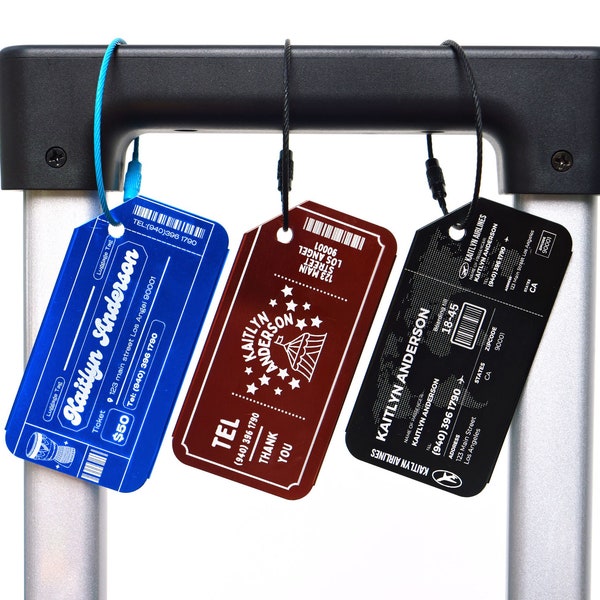 Custom Metal Luggage Tag,Personalized Engraved Aluminum luggage tag,Metal Tag For Backpacks,Custom Suitcase Tag