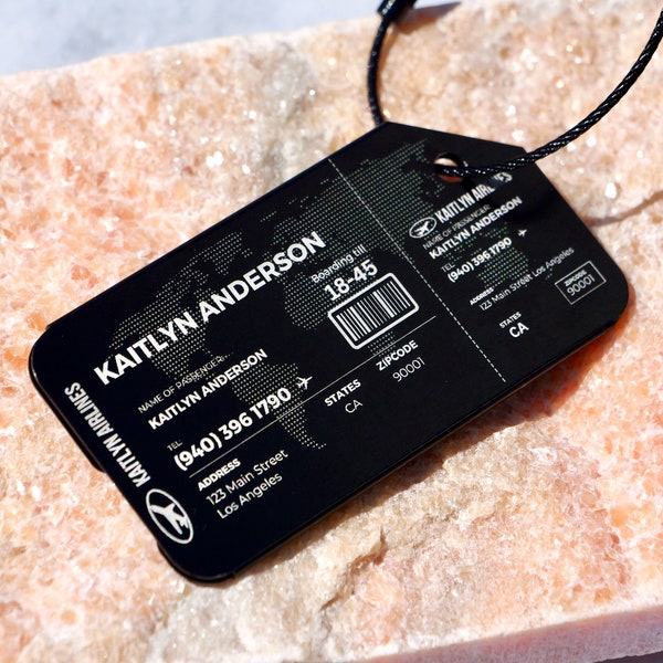 Custom Metal Luggage Tag,Personalized Engraved Aluminum Flight Ticket luggage tag,Metal Tag For Backpacks,Custom Suitcase Tag