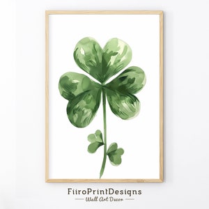 Impression trèfle aquarelle, art mural de la Saint-Patrick, décoration murale trèfle, impression de la Saint-Patrick, estampes irlandaises, téléchargement numérique