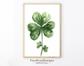 Impresión de trébol en acuarela: Arte de trébol del Día de San Patricio (Descarga digital)