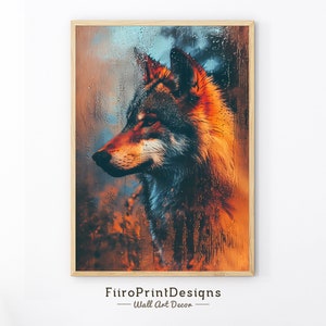 Wolf | Colorful Antique Oil Painting, Dark Academia, Witchy Room Decor, Watercolor Animal Wall Art, Gothic Printable, Digital Download