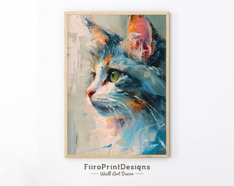 Pintura em aquarela de gato vintage: Arte de parede para amantes de gatos (download digital)