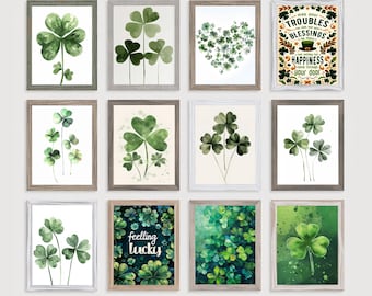 Impressões de arte de parede de trevo para o Dia de São Patrício: decoração irlandesa (download digital)