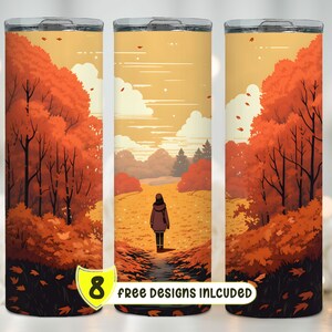 Fall Leaves Tumbler Wrap 20 oz Fall Tree Tumbler Wrap Autumn Leaves, Women Fall Vibes 20oz Skinny Tumbler Wrap Sublimation Tumbler PNG