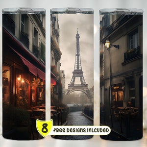 Eiffel Tower Tumbler Wrap, Paris Skinny Tumbler Sublimation Design, Paris Straight And Tapered Tumbler Wrap, Instant Digital Download PNG