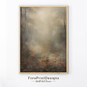 Vintage Poppy Flowers Oil Painting: Moody Rustic Wall Art (Digital Download)