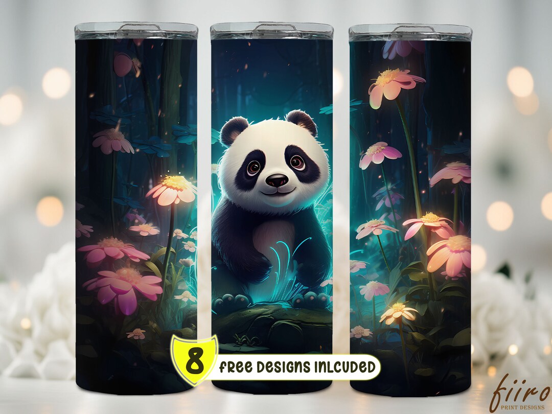 Cute Panda Tumbler Sublimation Design 20 Oz Skinny, Instant Digital ...