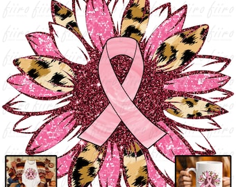 Breast Cancer Awareness Sunflower PNG: Sublimation Design (Digital Download)