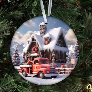 3D Christmas Ornaments PNG, Christmas Truck Ornament Sublimation Designs, Instant Digital Download Ornaments png, Round Ornament PNG
