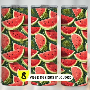 Watermelon Tumbler Wrap, Watermelon 20oz Skinny Tumbler Sublimation Design, Straight And Tapered Tumbler Wrap, Instant Digital Download PNG