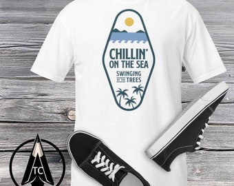 Retro Summer Tee: Chillin' on the Sea Graphic Surf Shirt