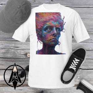 Surreal Melting Face T-shirt: Colorful Pop Art Graphic Tee