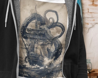 Kraken Graphic T-Shirt: Nautical Pirate Ship Tee