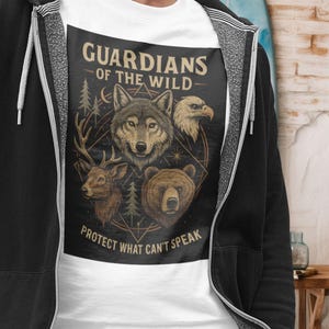 Wildlife Guardians T-Shirt: Animal Graphic Tee, Conservation Gift