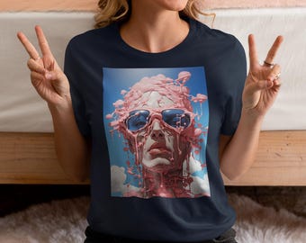 Camiseta con cara derretida surrealista / Camiseta con gráfico de arte pop abstracto