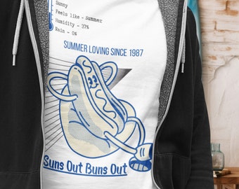 Grafisch hotdog-T-shirt: Suns Out Buns Out, zomer-T-shirt