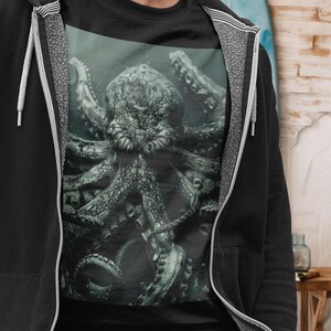 Kraken T Shirt, nautical tee, Pirate Graphic tee, vintage shirt, octopus Shirt, the kraken, pirate ship, Mythical creature Tee, monster tee