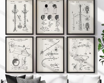 6 Vintage Fencing Patent Prints Fencing Sword Blueprint Sport Patent Fencing Mask Patent Fencer Gift Playroom Decor Fencing Lover Gift