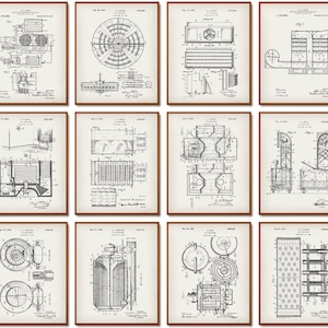 Set 12 Vintage Conditioning System Patent Prints Air Conditioner Blueprint Ventilating System Patent HVAC Technician Gift AC Engineer Gift