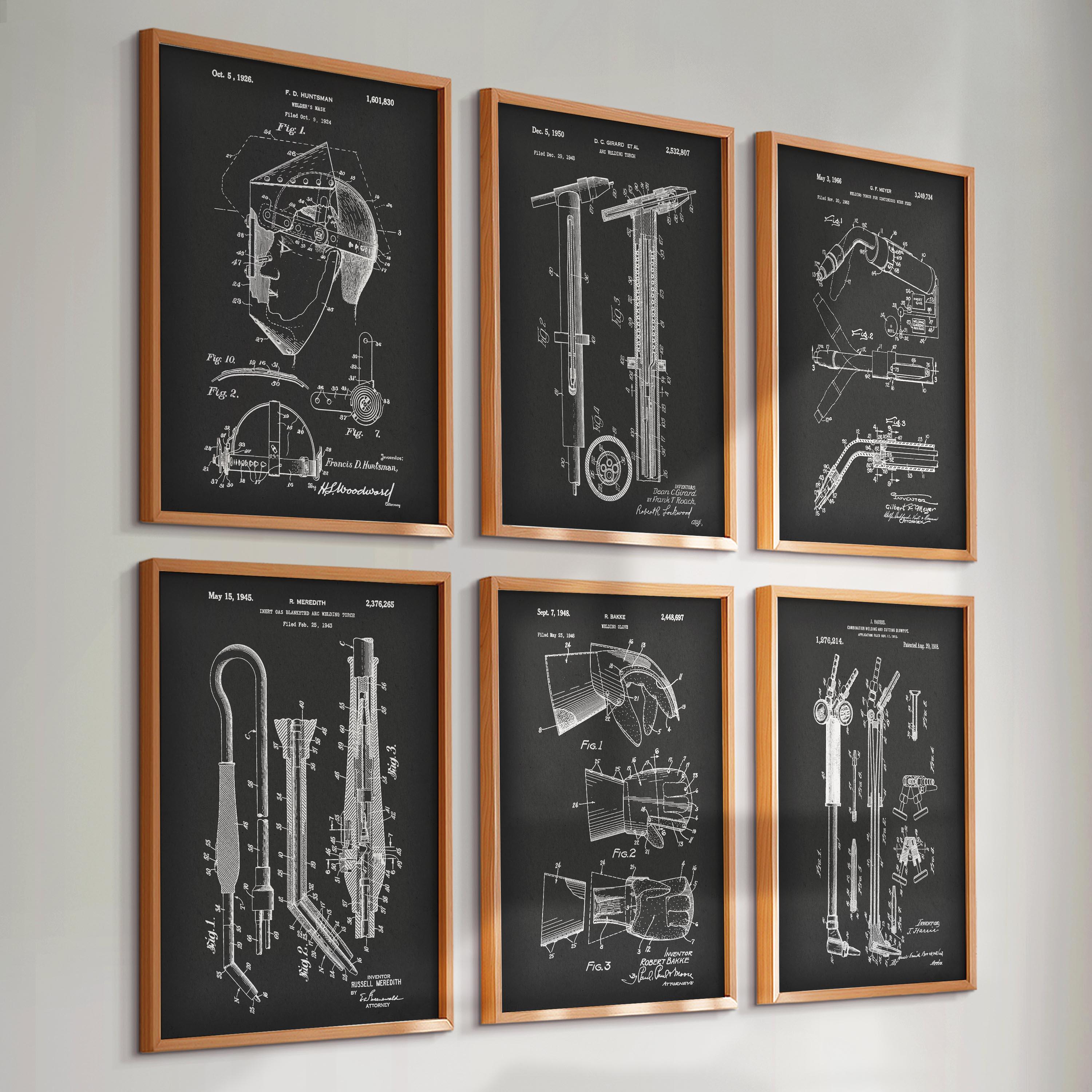 Set 6 Welding Patent Prints, Welder Gift, Metalworker Gift, Industrial Blueprint, Metallurgist Gift, Welding Equipment, Garage Wall Decor