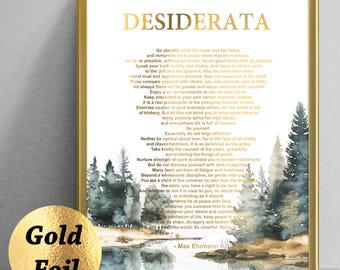 Desiderata by Max Ehrmann Poem Art Classic Literature Poster Famous Poem Wall Art Quote Wall Decor Modern Art Nordic Art Gold Foil Print