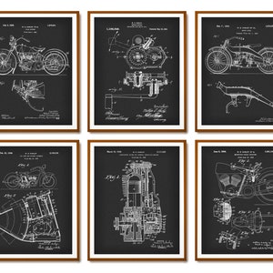 6 Harley Davidson Patent Prints Motorcycle Blueprint Bike Art Mechanic Gift Biker Gift Bar Wall Decor Garage Wall Decor Bike Shop Decor