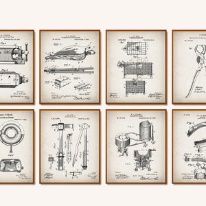 8 Blacksmith Patent Prints Farrier Blueprint Industrial Art Wild West Poster Anvil Scheme Print Horseshoe Patent Crafting Art Studio Decor