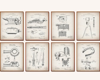 8 Blacksmith Patent Prints Farrier Blueprint Industrial Art Wild West Poster Anvil Scheme Print Horseshoe Patent Crafting Art Studio Decor