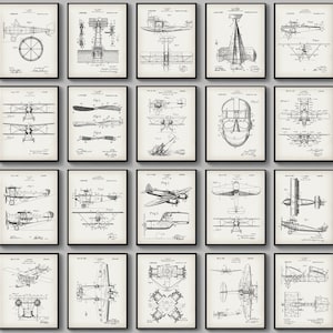20 Airplane Patent Prints Airship Poster Plane Blueprint Aviation Art Flying Transport Art Pilot Gift Aviator Gift Airman Gift Captain Gift