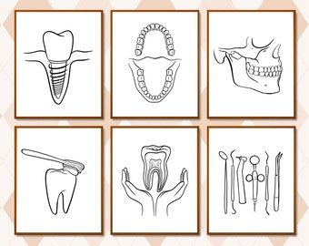 6 Zahnanatomie Drucke Medizinisches Kunstwerk Zahnarzt Geschenk Zahnanatomie Poster Dentist