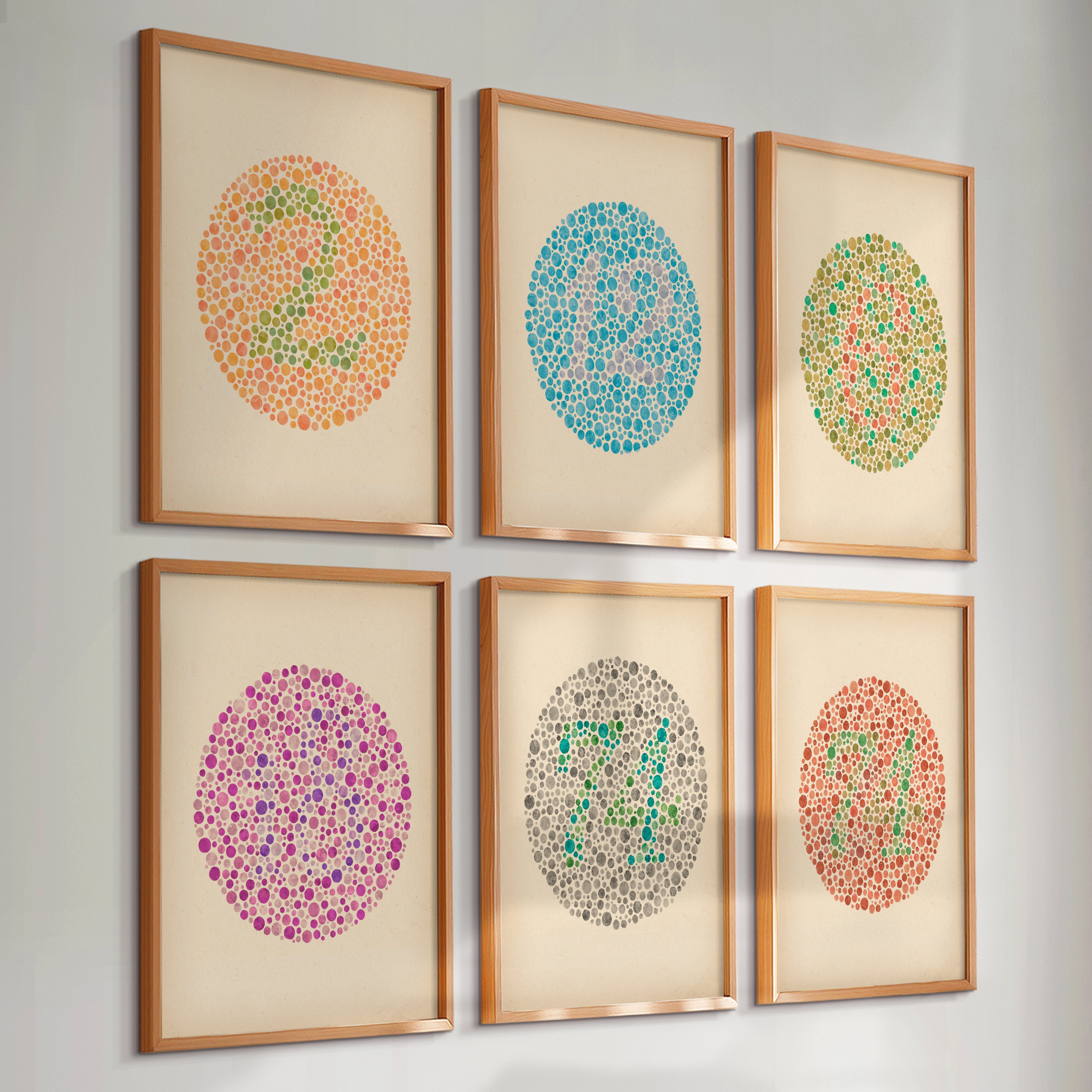 6 Vintage Ishihara Test Poster Farben Blindheit Test Augenheilkunde Augendiagnostik Optiker Geschenk Augenoptiker Shop Dekor