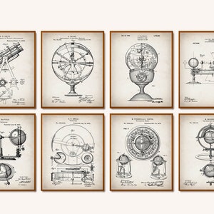 8 Astronomy Patent Prints Cosmology Blueprint Telescope Scheme Poster Planetarium Patent Science Invention Wall Decor Scientist Gift