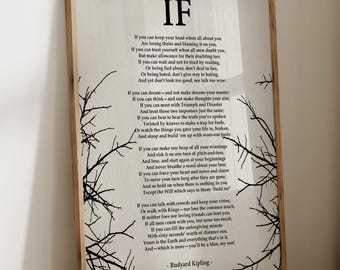 IF by Rudyard Kipling Poem Art Famous Poem Print Inspirational Quote Wall Art Classic Literature Art Home Wall Decor Poems Lover Gift