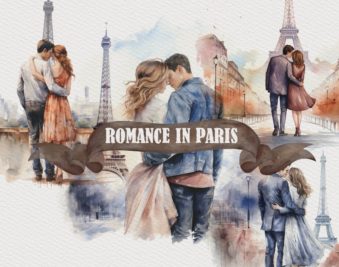 4 Kissing Couple in Paris Clipart Paris Elopement Clipart - Etsy UK