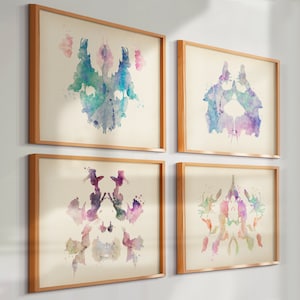 4 carteles de la prueba de Rorschach, prueba de manchas de tinta, arte científico, arte médico, prueba de psiquiatría, regalo de graduación, decoración del consultorio médico, psicoterapeuta
