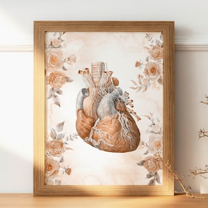 Cardiologist Gift Heart Surgeon Gift Anatomical Heart Art Floral Anatomy Art Watercolor Medical Art Nurse Graduation Gift Student Gift