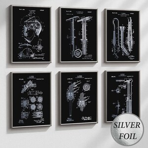 6 svetspatenttryck, metallbearbetningsritning, svetsbrännare, affisch, svetsutrustning, tryck, svetsare, present, industriell konst, silverfolietryck
