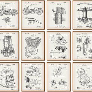 12 Vintage Harley Davidson Motorcycle Patent Prints Motorbike Blueprint Vehicle Art Mechanic Gift Biker Gift Bar Decor Garage Wall Decor