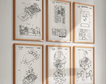6 Computer Patent Prints PC Blueprint IT Tech Art Hardware Art Programming Art Networking Art Webdeveloper Gift Programmer Gift